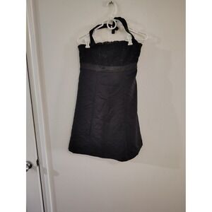 Target Limited Edition Black Lace Halter Cocktail Dress Satin Trim‎ Size 6